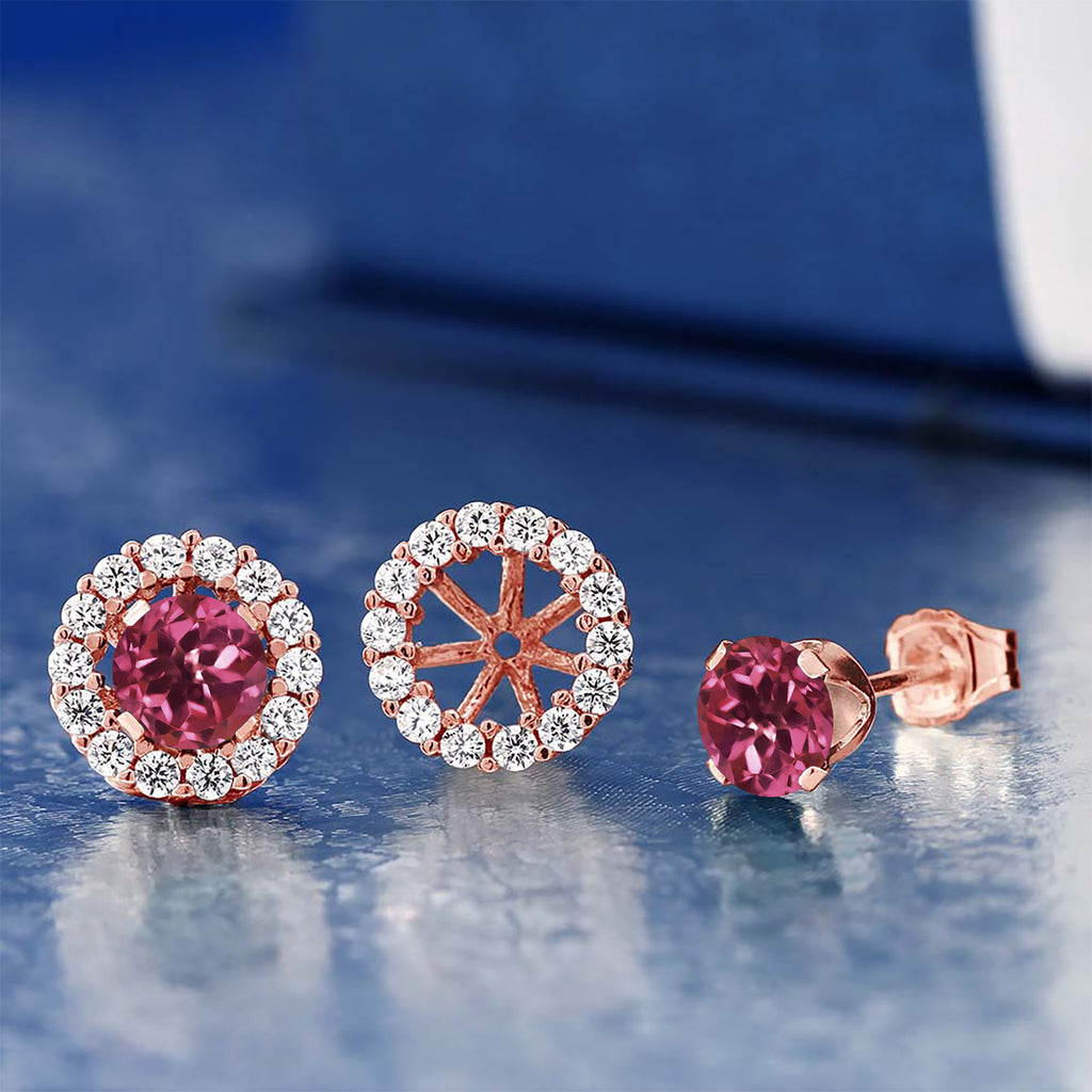 Pink Tourmaline - October_Earrings in 925 Rose Gold Plated Silver