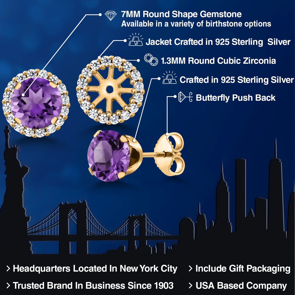 Amethyst - February_Earrings in 925 Yellow Gold Plated Silver