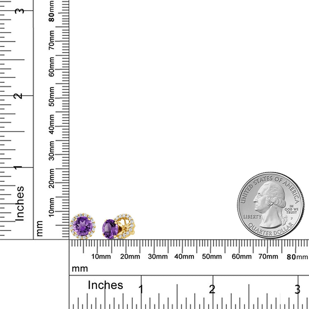 Amethyst - February_Earrings in 925 Yellow Gold Plated Silver
