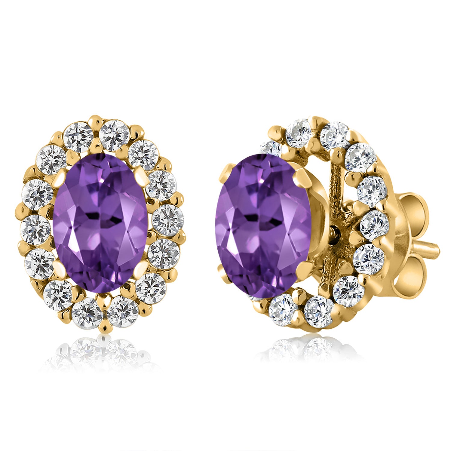 Amethyst - February_Earrings in 925 Yellow Gold Plated Silver