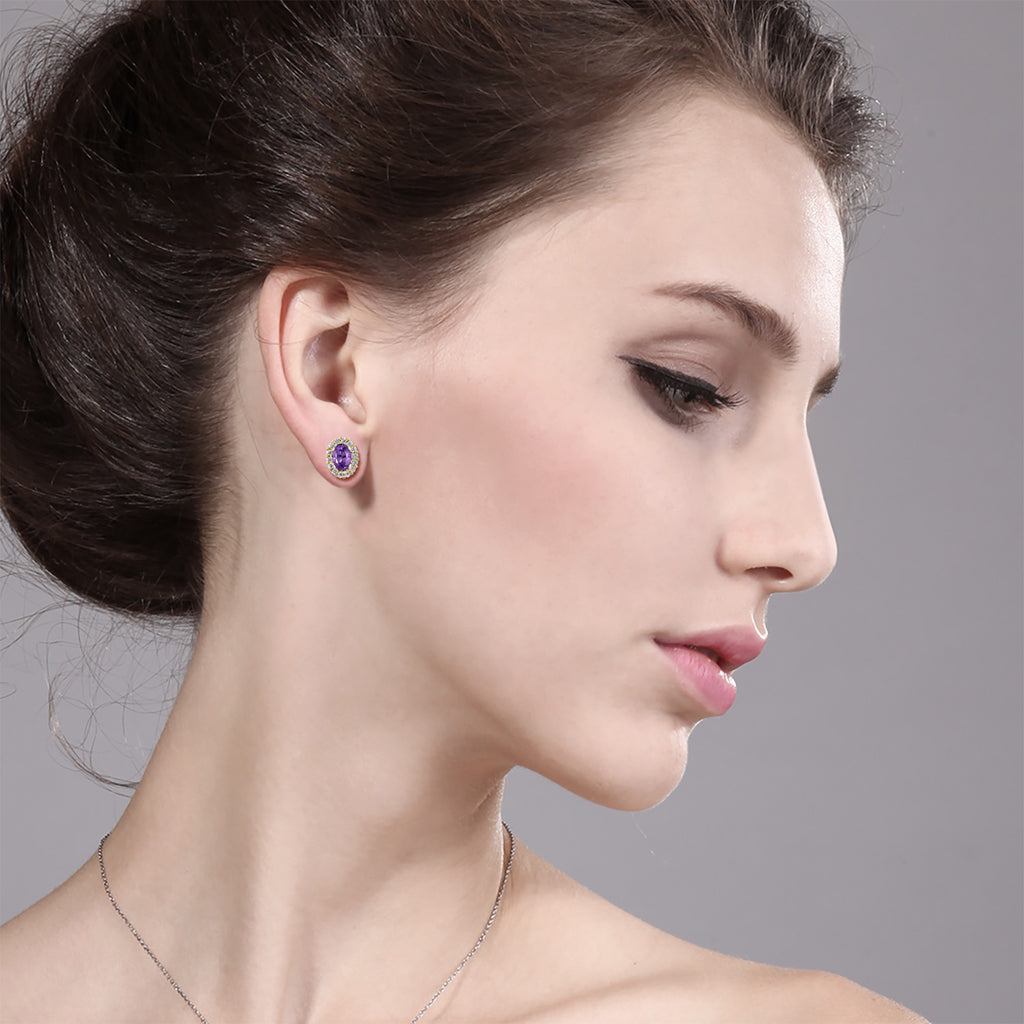Amethyst - February_Earrings in 925 Yellow Gold Plated Silver