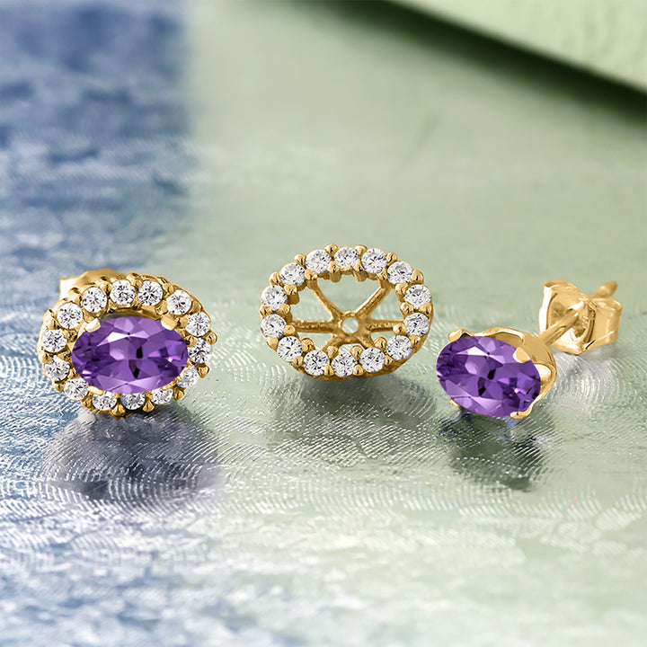 Amethyst - February_Earrings in 925 Yellow Gold Plated Silver