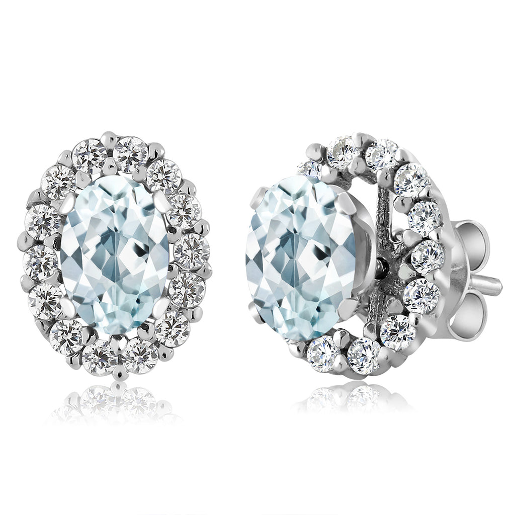 Aquamarine - March_Earrings in 925 Sterling Silver