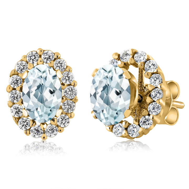 Aquamarine - March_Earrings in 925 Yellow Gold Plated Silver