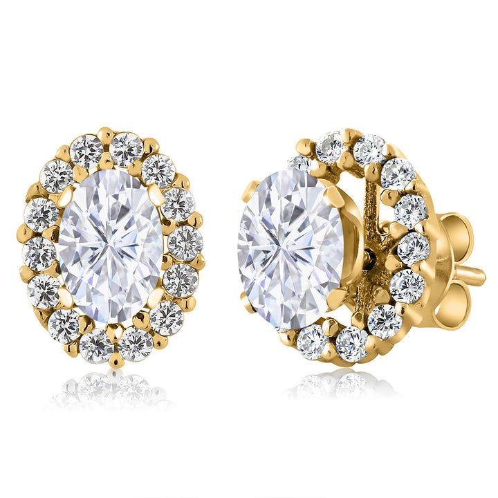 White Moissanite - April_Earrings in 925 Yellow Gold Plated Silver