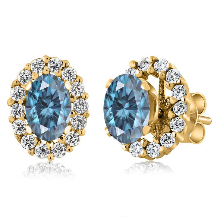 Persian Blue Moissanite - April_Earrings in 925 Yellow Gold Plated Silver