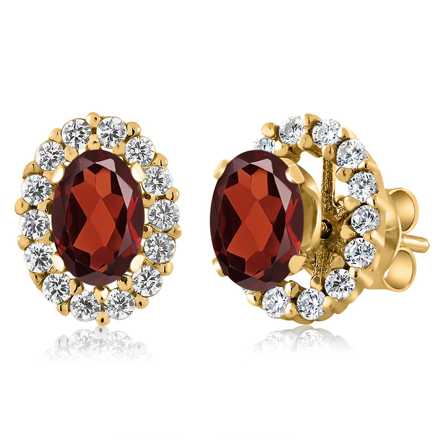 Garnet - January_Earrings in 925 Yellow Gold Plated Silver