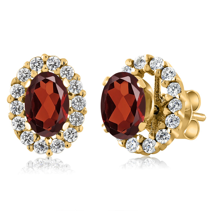 Garnet - January_Earrings in 925 Yellow Gold Plated Silver