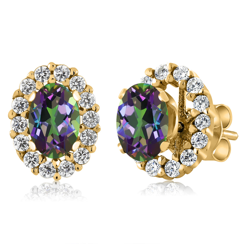 Green Mystic Topaz_Earrings in 925 Yellow Gold Plated Silver