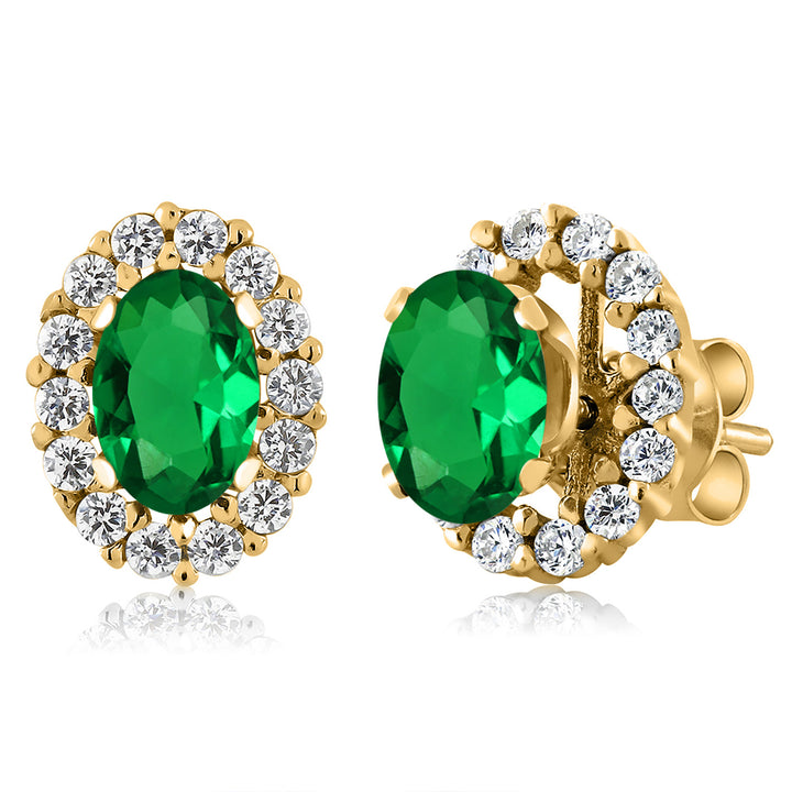 Nano Emerald - May_Earrings in 925 Yellow Gold Plated Silver