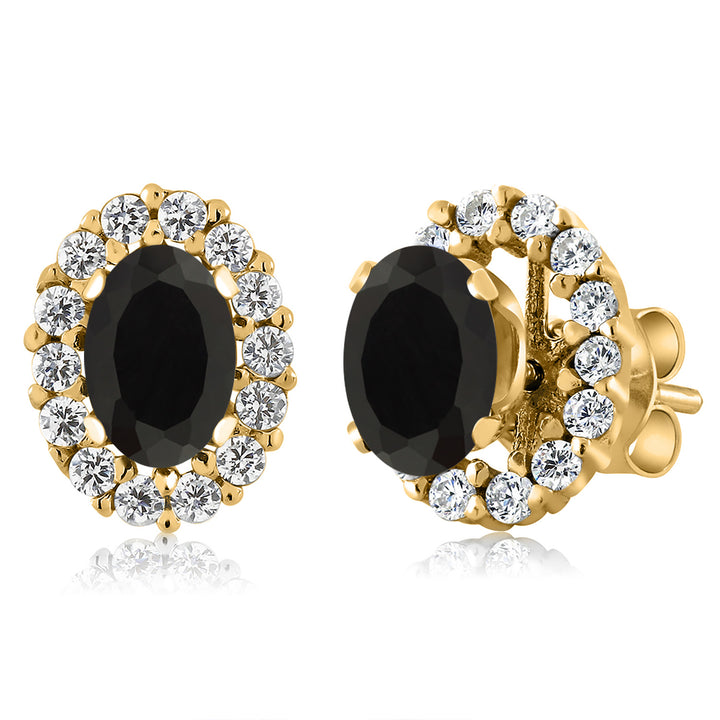 Onyx - December_Earrings in 925 Yellow Gold Plated Silver