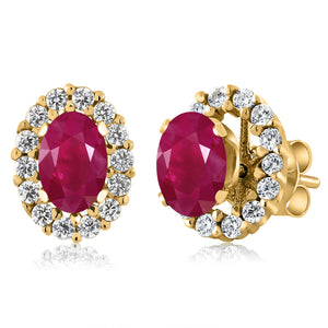 Ruby - July_Earrings in 925 Yellow Gold Plated Silver