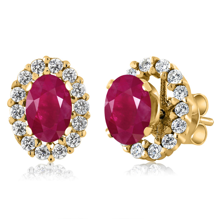 Ruby - July_Earrings in 925 Yellow Gold Plated Silver