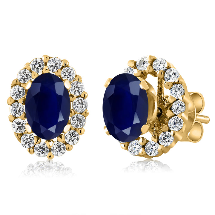 Blue Sapphire - September_Earrings in 925 Yellow Gold Plated Silver