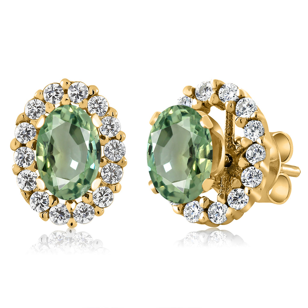 Green Sapphire - September_Earrings in 925 Yellow Gold Plated Silver