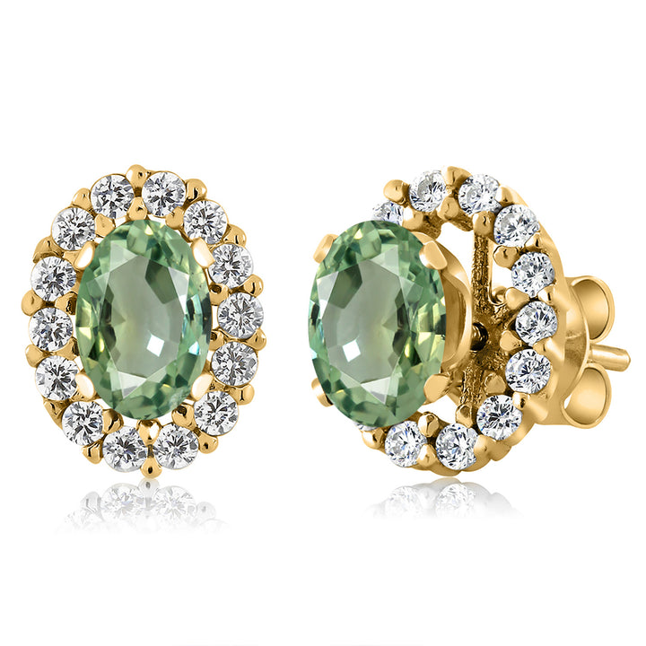 Green Sapphire - September_Earrings in 925 Yellow Gold Plated Silver