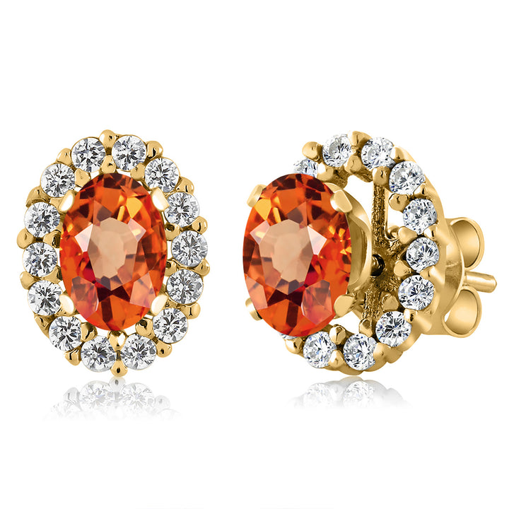 Orange Sapphire - September_Earrings in 925 Yellow Gold Plated Silver