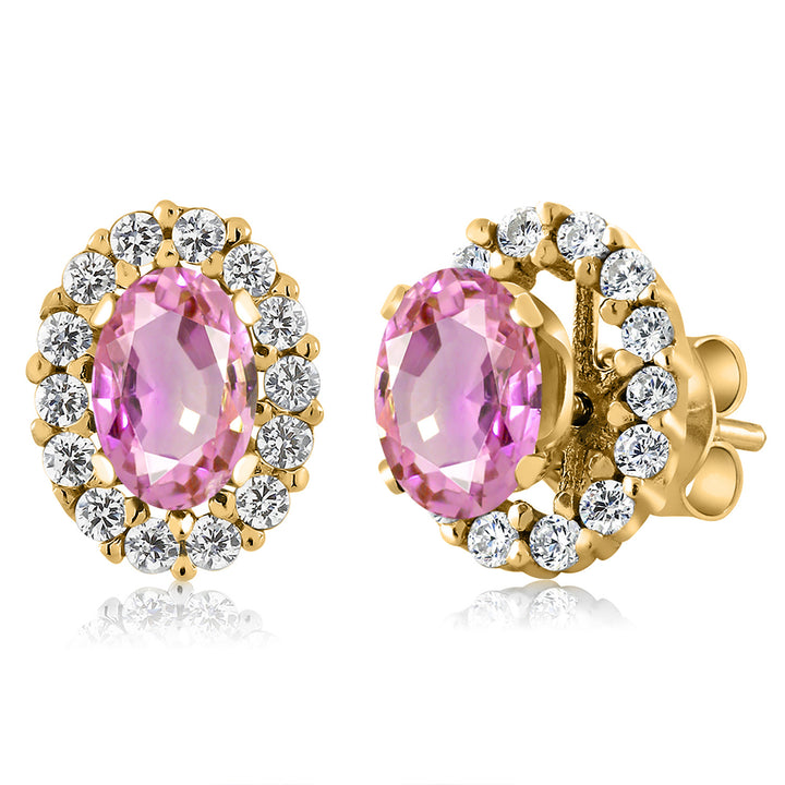 Pink Sapphire - September_Earrings in 925 Yellow Gold Plated Silver