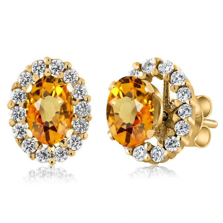 Yellow Sapphire - September_Earrings in 925 Yellow Gold Plated Silver