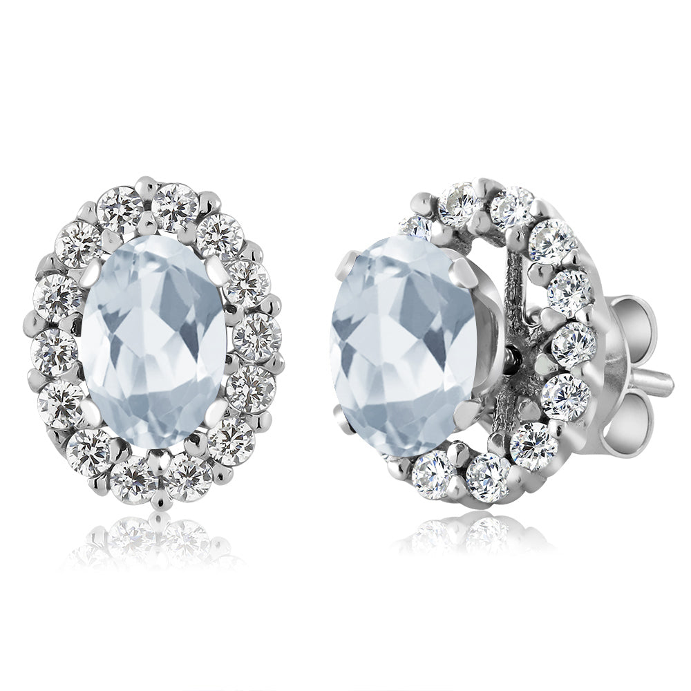 Sky Blue Topaz - November_Earrings in 925 Sterling Silver