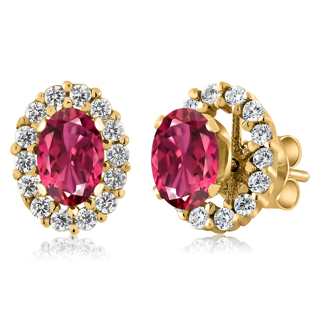 Pink Tourmaline - October_Earrings in 925 Yellow Gold Plated Silver
