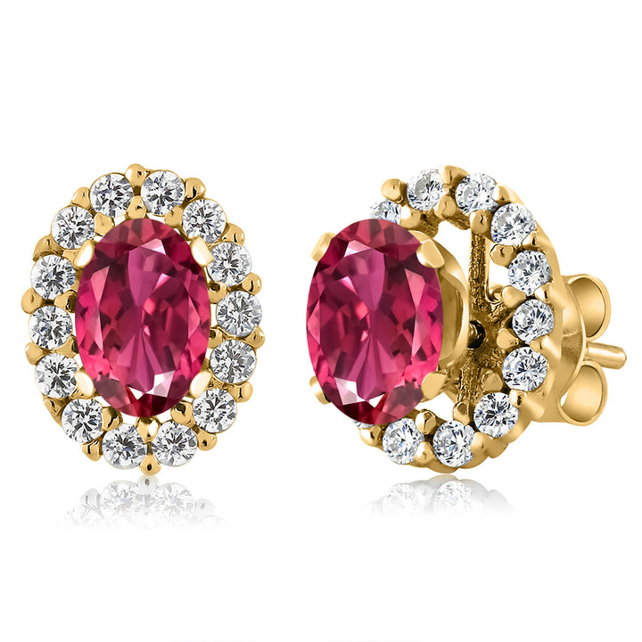 Pink Tourmaline - October_Earrings in 925 Yellow Gold Plated Silver