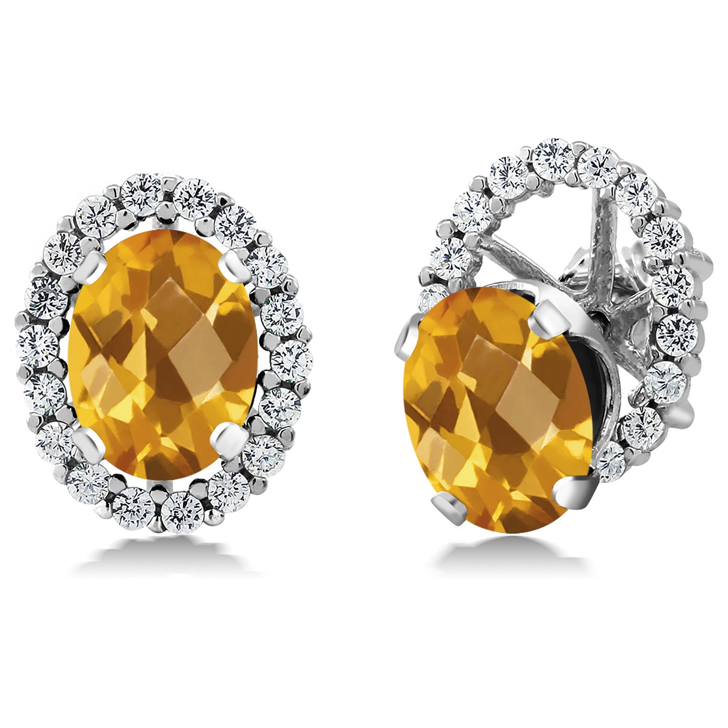 Checkerboard Citrine - November_Earrings in 925 Sterling Silver