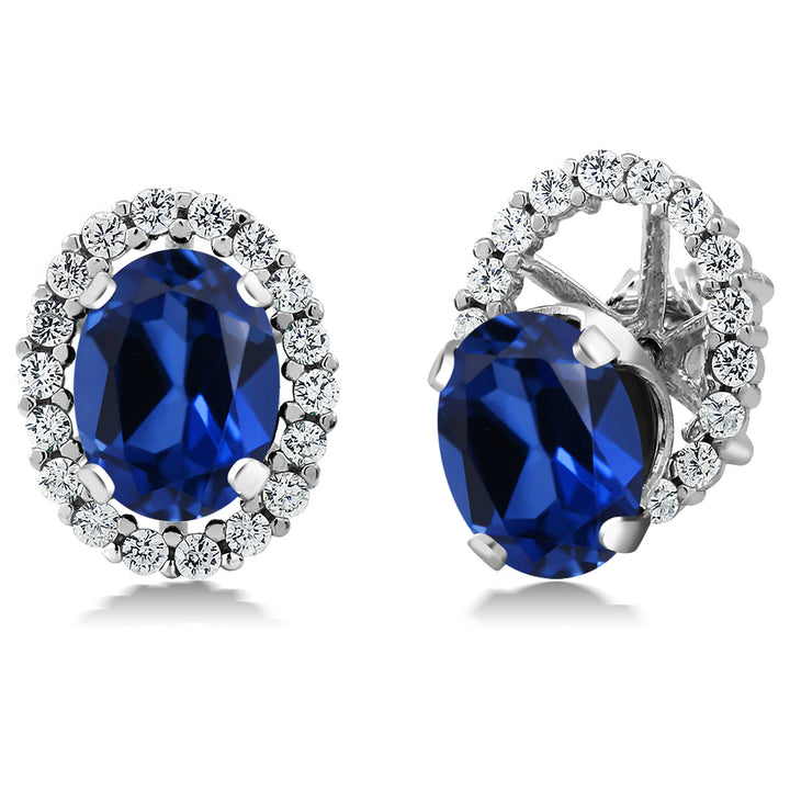 Created Sapphire - September_Earrings in 925 Sterling Silver