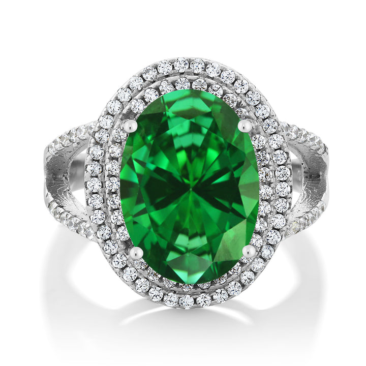 Simulated Emerald - May_5_Ring in 925 Sterling Silver