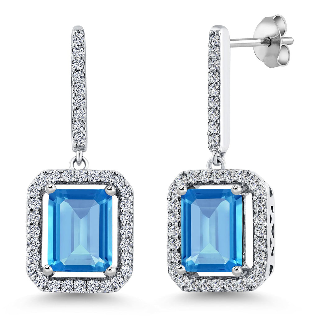 Swiss Blue Topaz - November_Earrings in 925 Sterling Silver