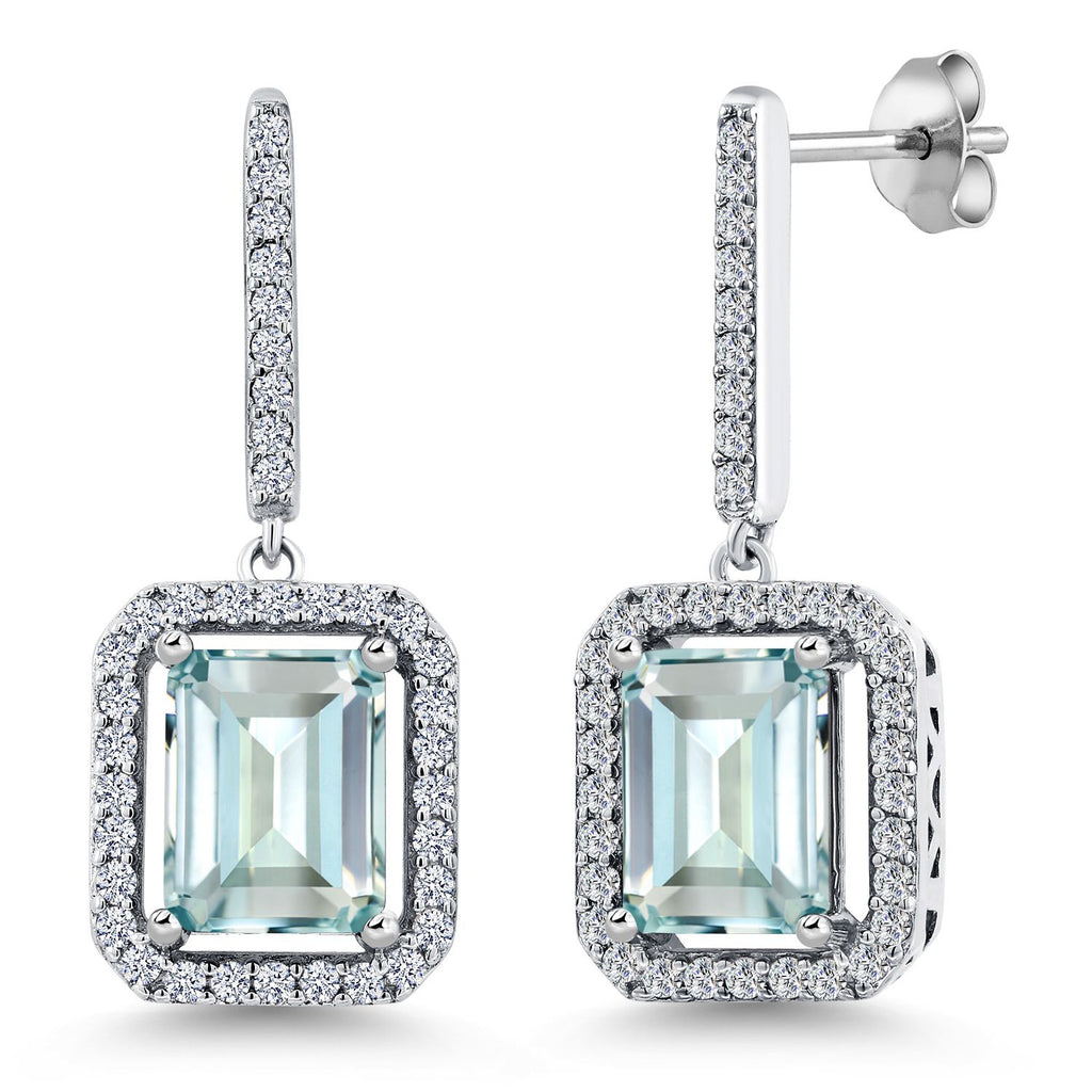 Created Aquamarine - March_Earrings in 925 Sterling Silver