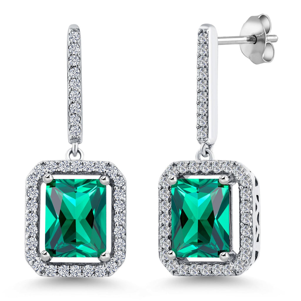 Gem Stone King 4-6 Cttw Drop Dangle Earrings for Women | Gemstone Birthstone Earrings | 925 Sterling Silver | Emerald Cut 9X7MM | Fine Jewelry Gifts for Mom Women Wife Her