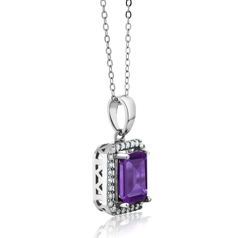 Amethyst and Zirconia_Pendant in 925 Sterling Silver
