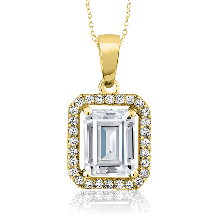 Moissanite - April_Pendant in 925 Yellow Gold Plated Silver