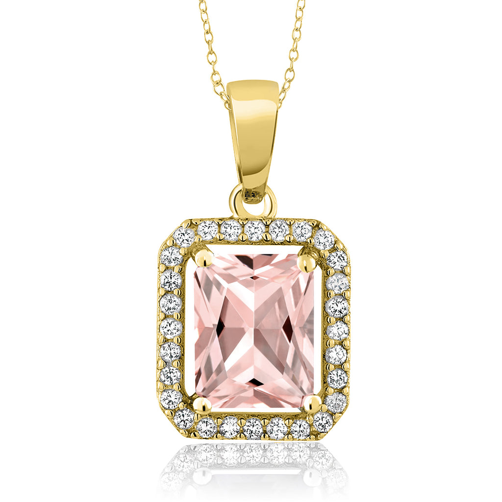 Nano Morganite - October_Pendant in 925 Yellow Gold Plated Silver