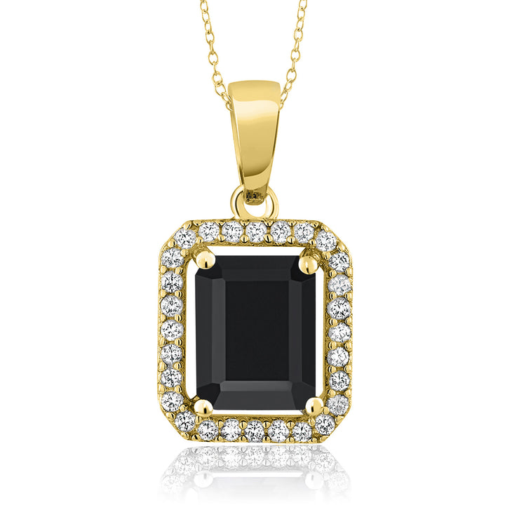 Onyx - December_Pendant in 925 Yellow Gold Plated Silver