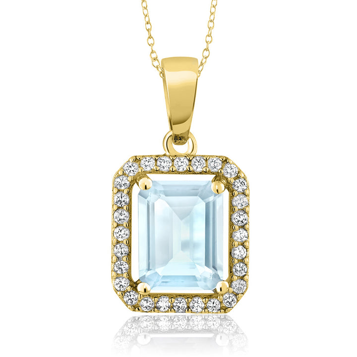 Sky Blue Topaz - November_Pendant in 925 Yellow Gold Plated Silver