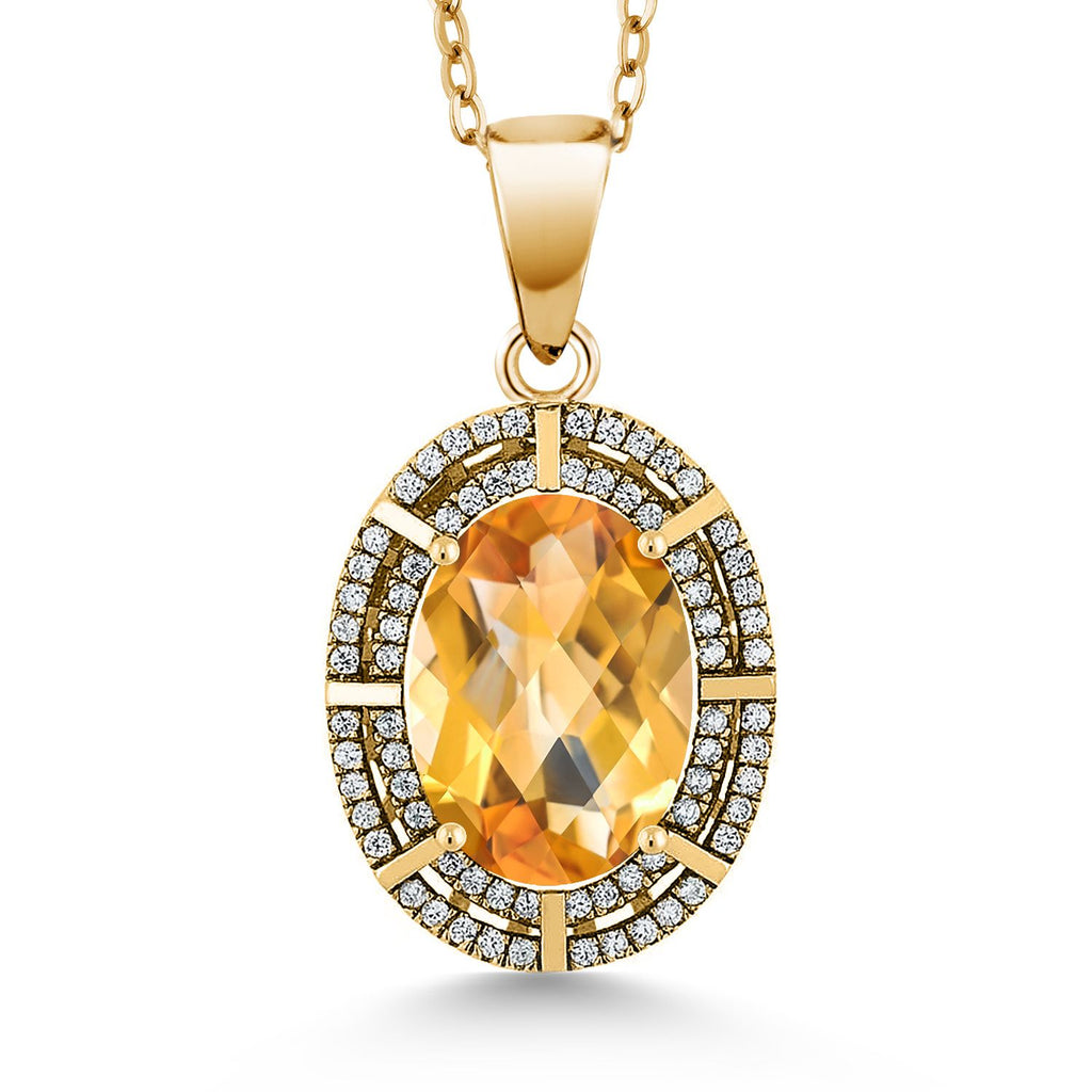 Citrine - November_Pendant in 925 Yellow Gold Plated Silver
