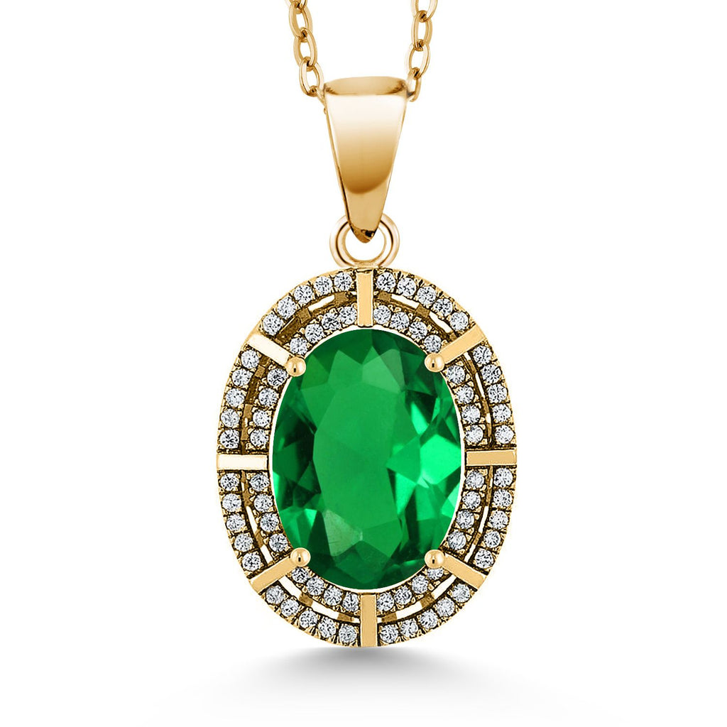 Nano Emerald - May_Pendant in 925 Yellow Gold Plated Silver