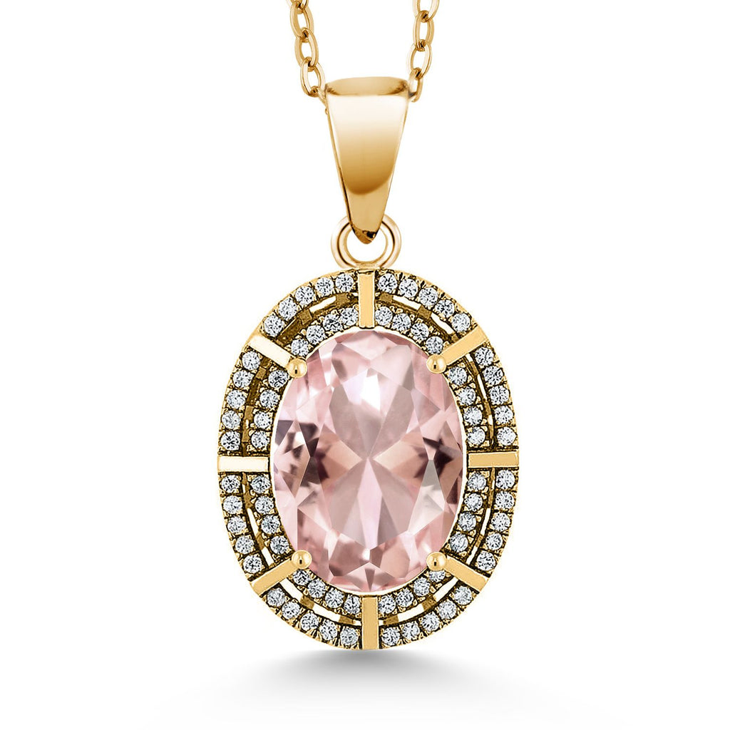 Nano Morganite - October_Pendant in 925 Yellow Gold Plated Silver