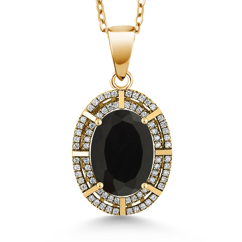 Onyx - December_Pendant in 925 Yellow Gold Plated Silver