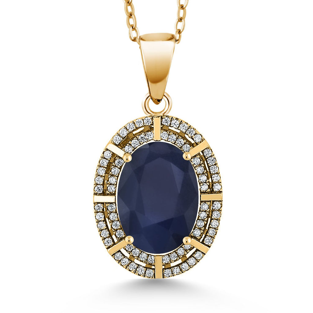 Sapphire - September_Pendant in 925 Yellow Gold Plated Silver