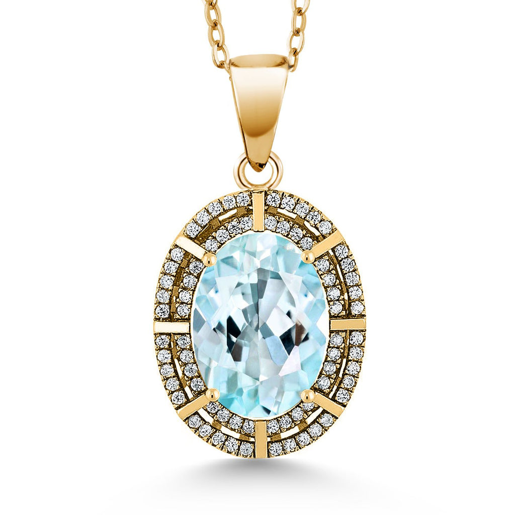 Sky Blue Topaz - November_Pendant in 925 Yellow Gold Plated Silver