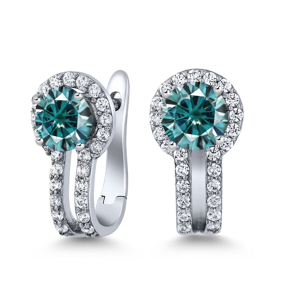 Gem Stone King 5MM Round French Clip Clasp Hook Earring for Women | 925 Sterling Silver | Gemstone Birthstone and Created Sapphire | Jewelry Gifts for Mom Wife Her