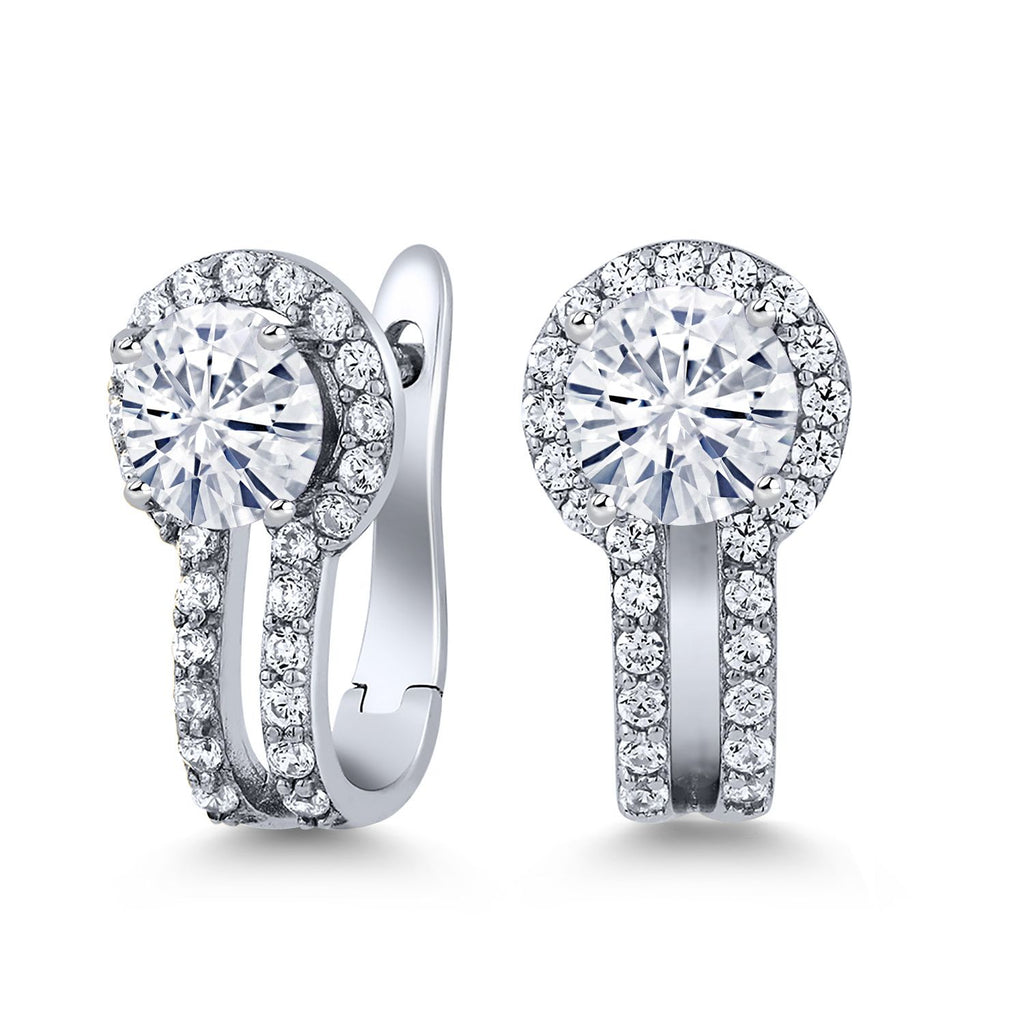 White Moissanite - April_Earrings in 925 Sterling Silver