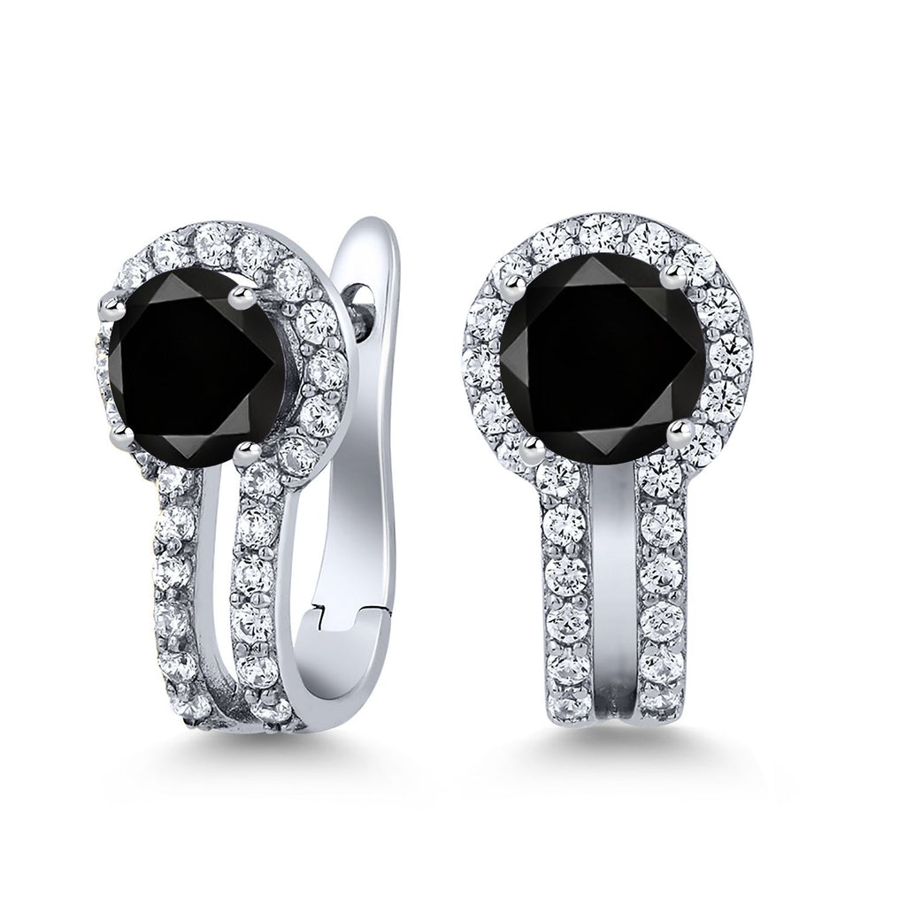 Gem Stone King 5MM Round French Clip Clasp Hook Earring for Women | 925 Sterling Silver | Gemstone Birthstone and Created Sapphire | Jewelry Gifts for Mom Wife Her