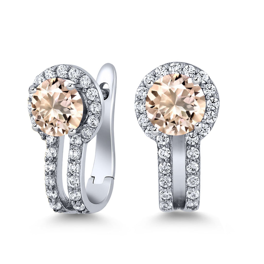 Morganite - October_Earrings in 925 Sterling Silver