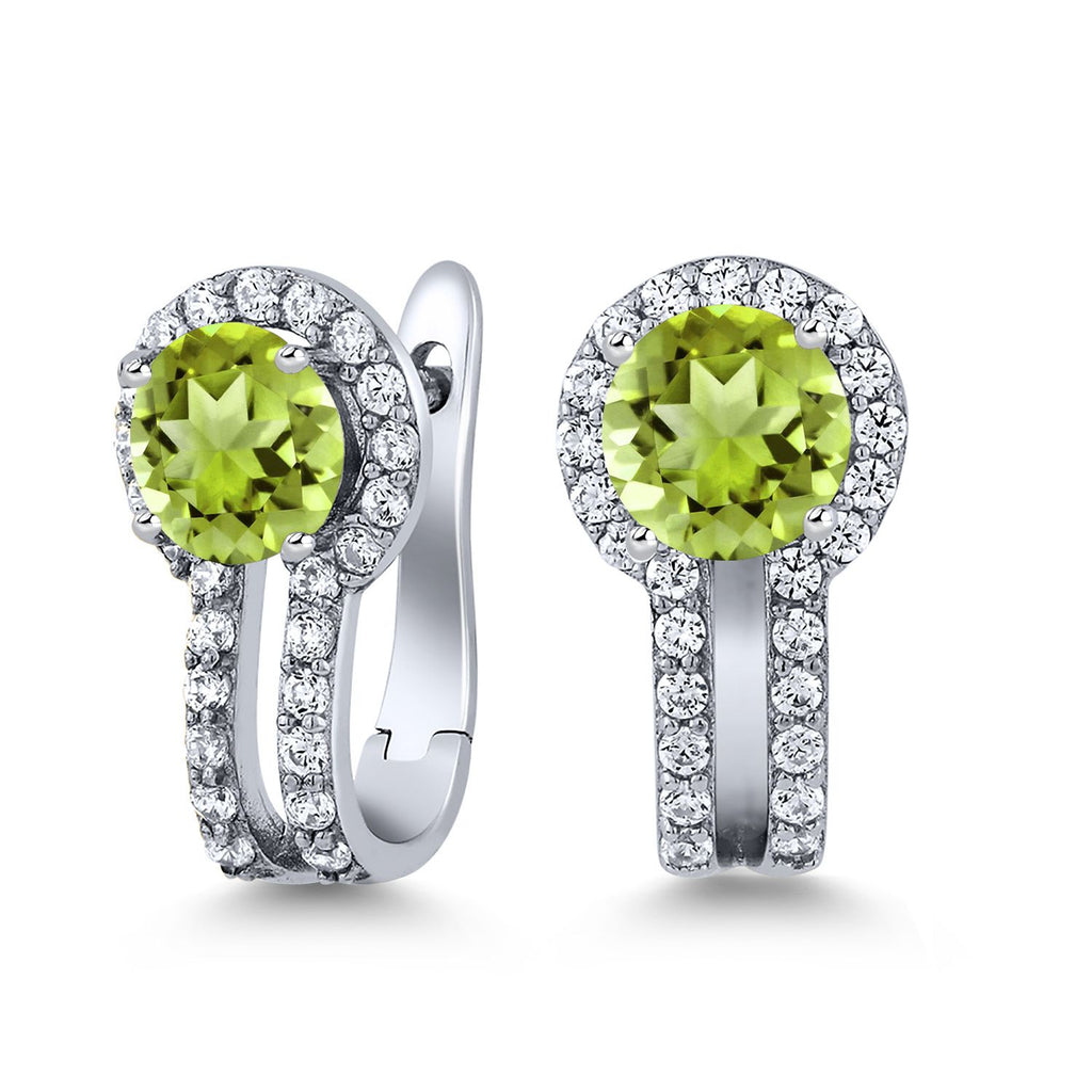 Gem Stone King 5MM Round French Clip Clasp Hook Earring for Women | 925 Sterling Silver | Gemstone Birthstone and Created Sapphire | Jewelry Gifts for Mom Wife Her