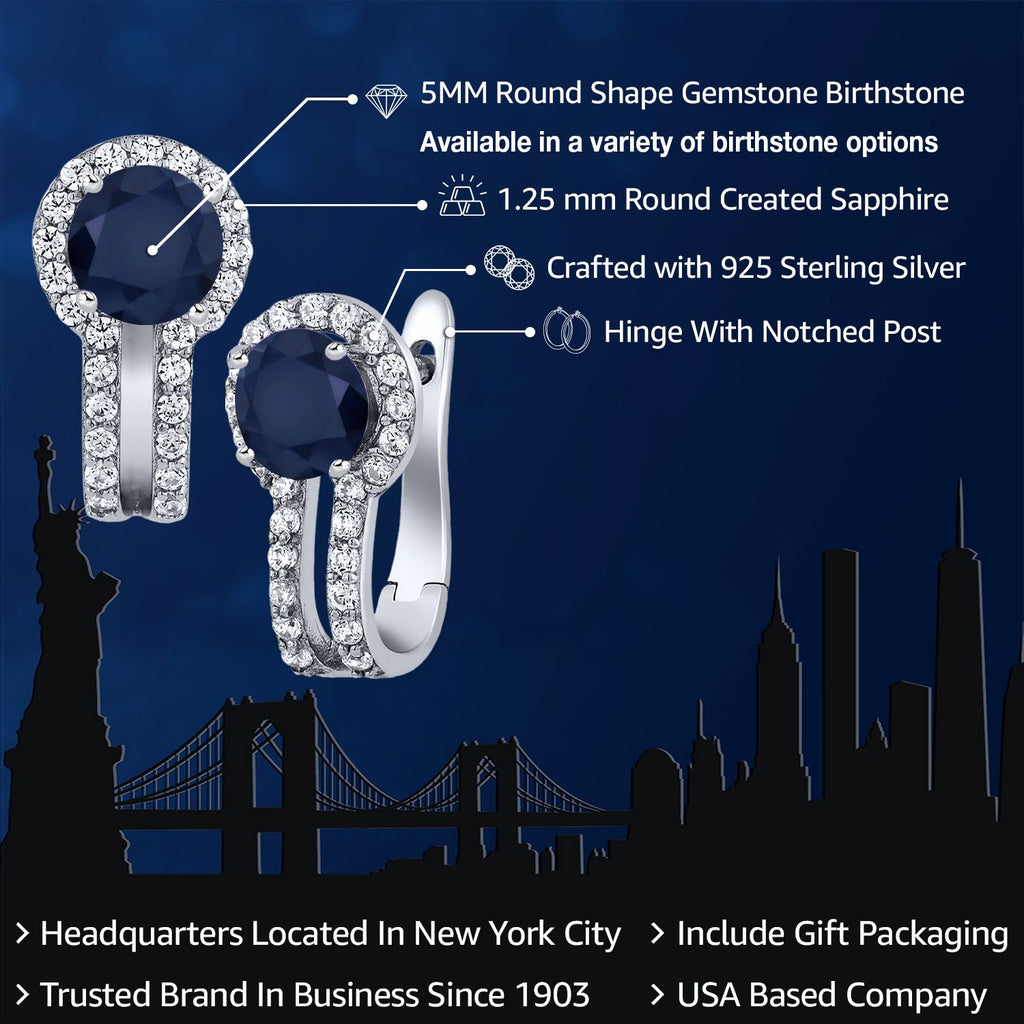 Blue Sapphire - September_Earrings in 925 Sterling Silver