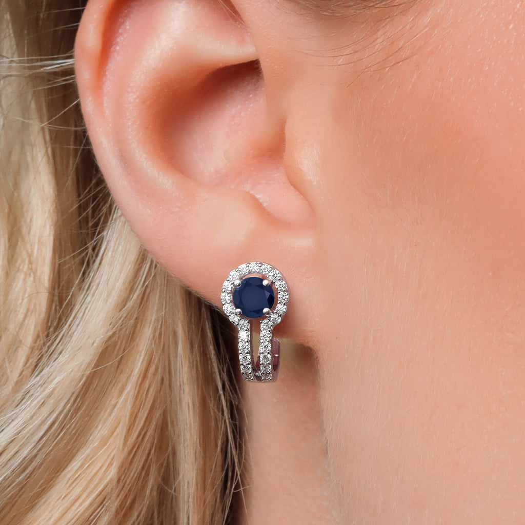 Blue Sapphire - September_Earrings in 925 Sterling Silver